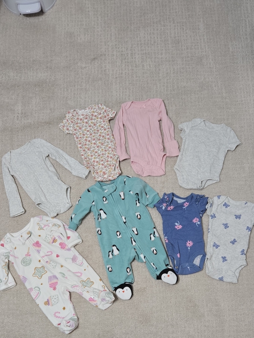 Carter's Girls Assorted Soft Bodysuits and Footed Night Onsies- Newborn